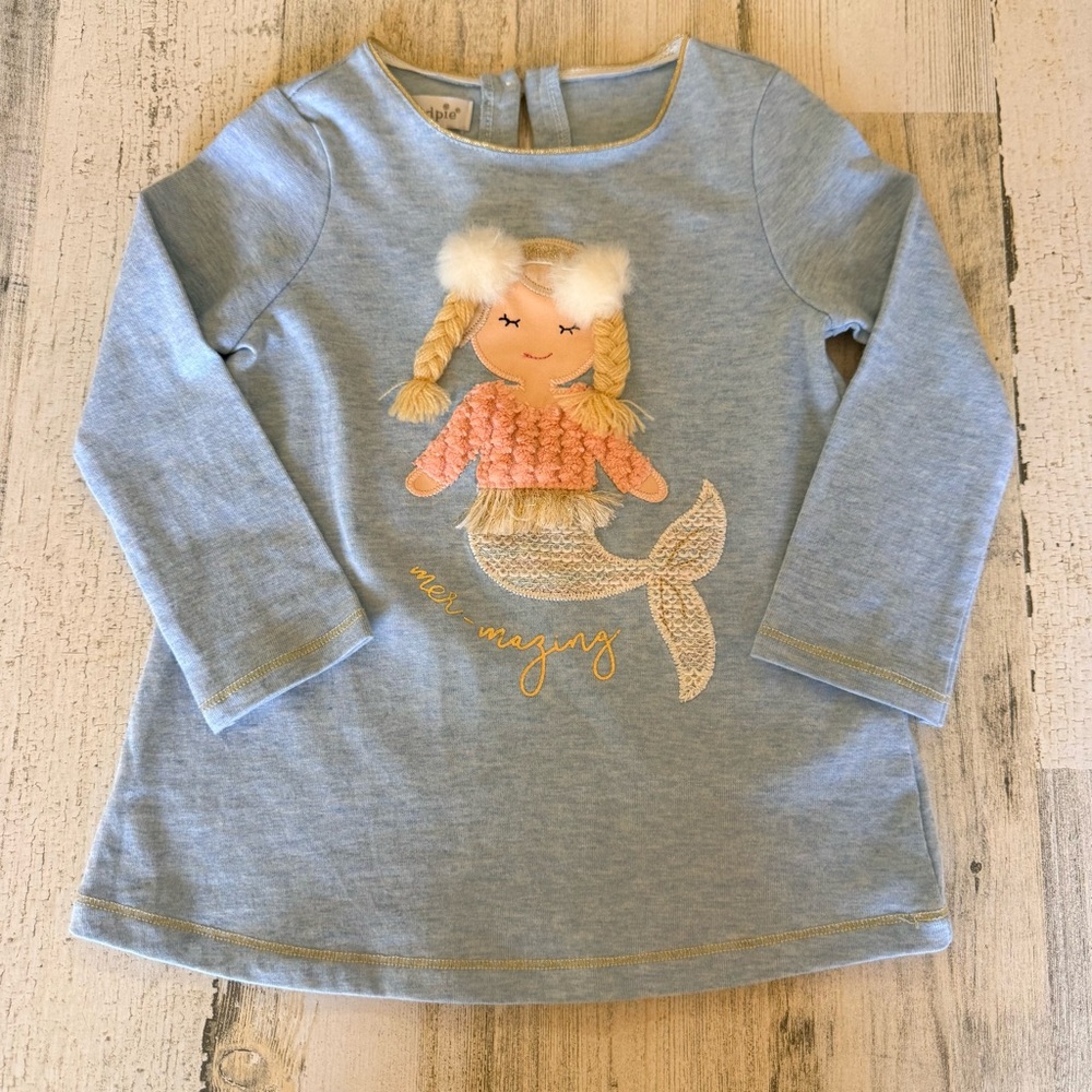 Mud Pie Blue Mermaid Tunic 12-18M NWT Girls Long Sleeve Cute Under the Sea